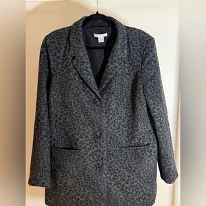 Liz Claiborne Gray Leopard Print Blazer